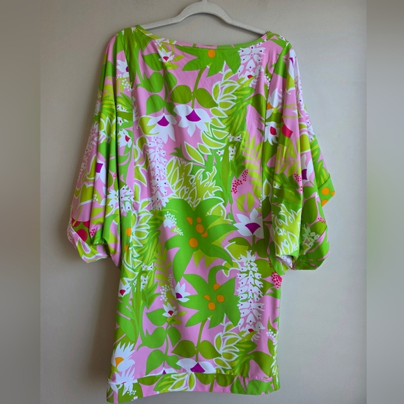 Trina Turk Vibrant Green and Pink Mini Dress Swim Cover Up - Picture 7 of 7